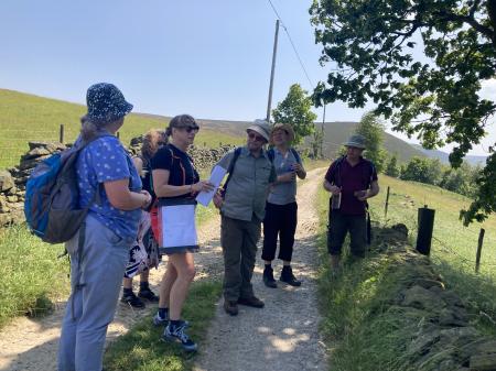 Sarah points out Buckton Castle Water Works